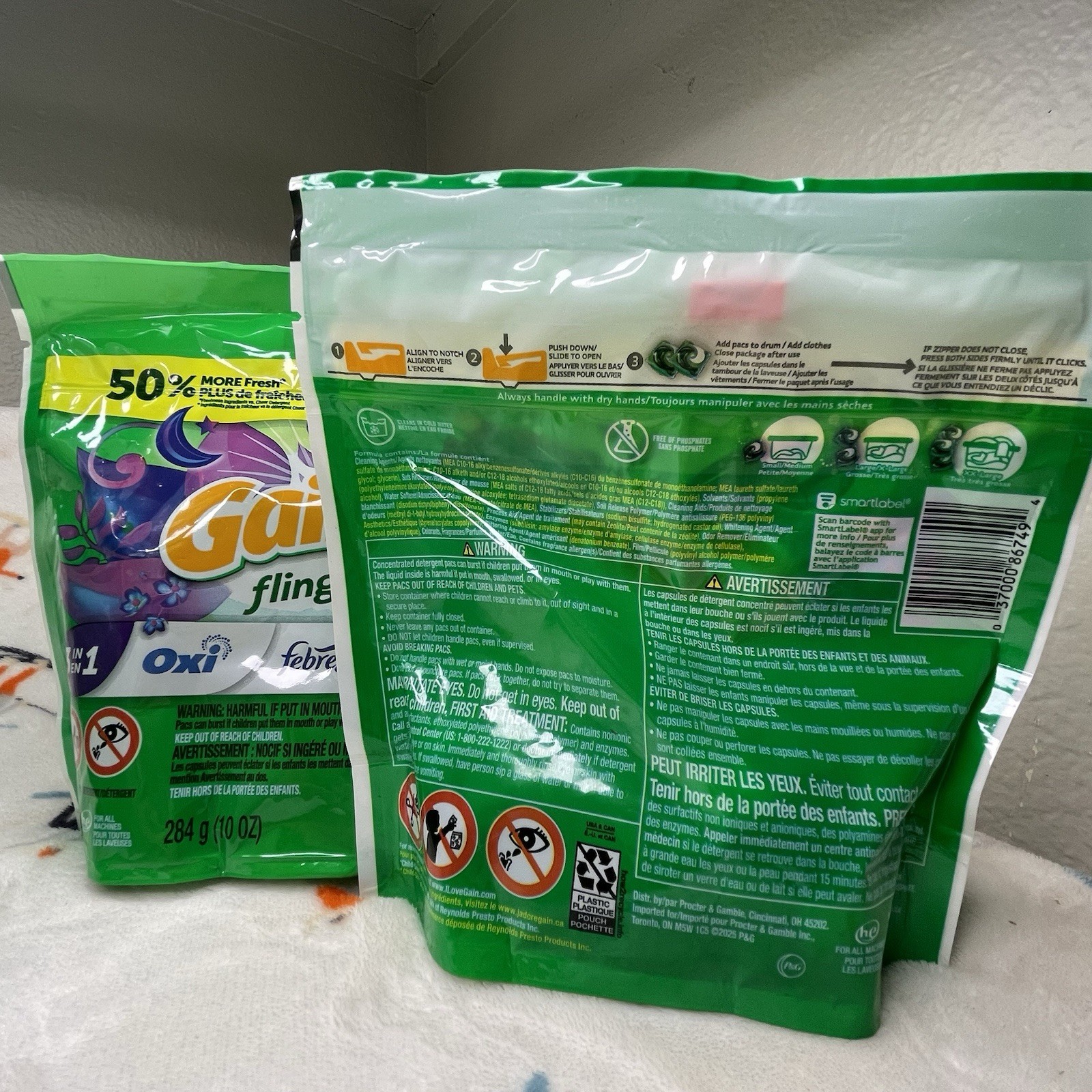 (7-PIECE) Gain + Febreeze Flings 76/cnt Laundry Bundle • Scent: Moonlight Breeze