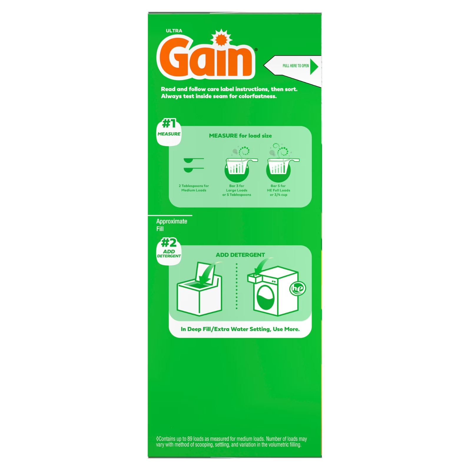 Gain Powder Laundry Detergent, Island Fresh Scent, 82 oz, 89 Loads-Free Shipping