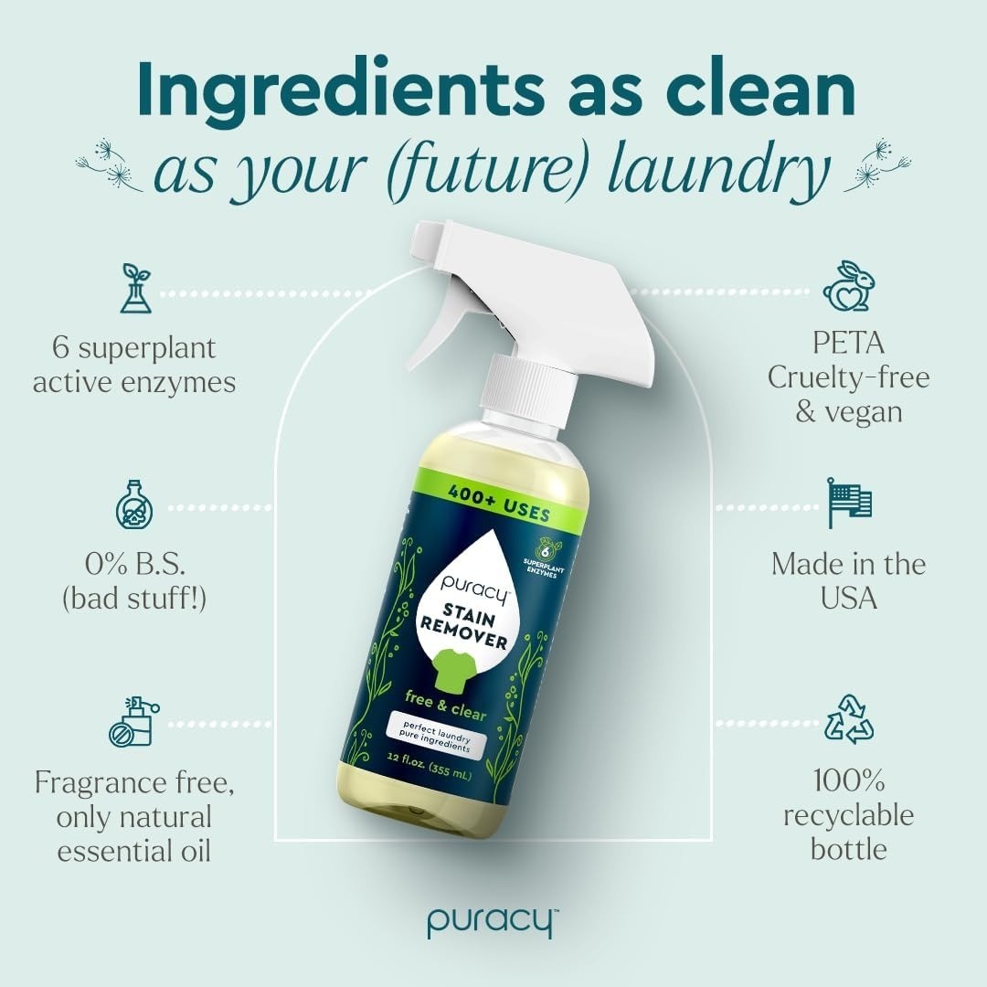 Puracy Stain Remover Spray Mold Mildew Iron Remove Prevent Rust Stains Laundry