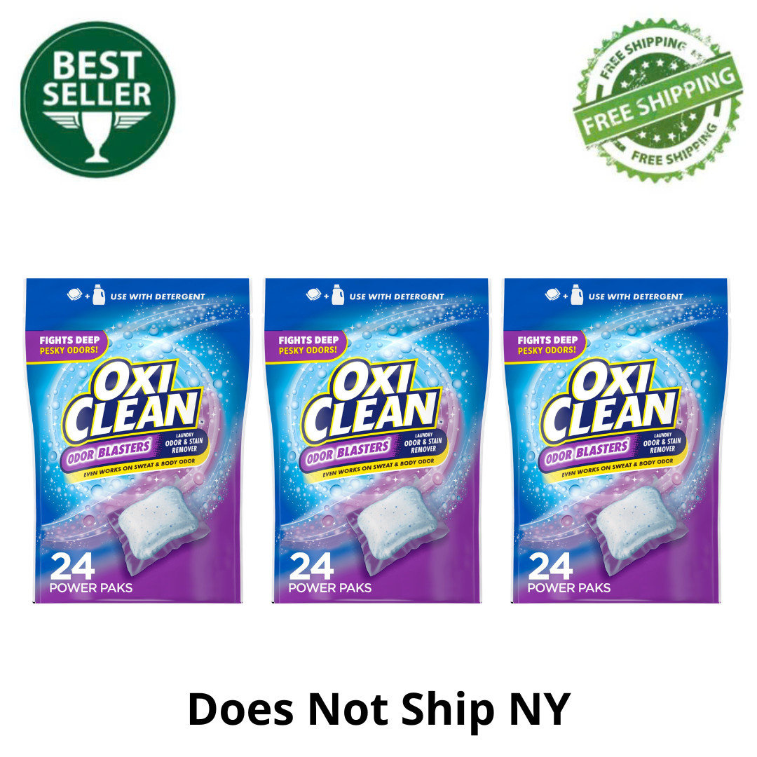 3 PK OxiClean Odor Blasters Laundry Stain Remover Power Paks, 24 Ct, Booster Pod