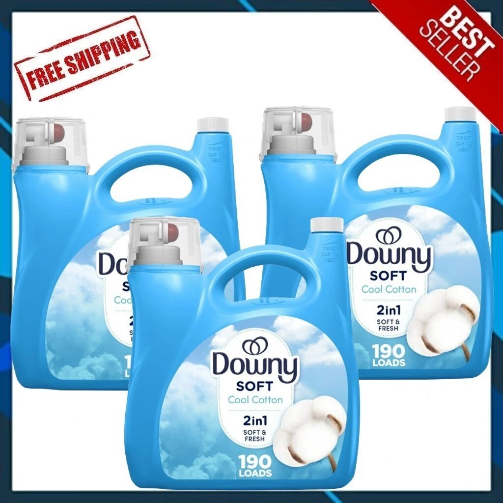 3 PACK Downy Liquid Fabric Softener, Cool Cotton Scent, 140 fl oz