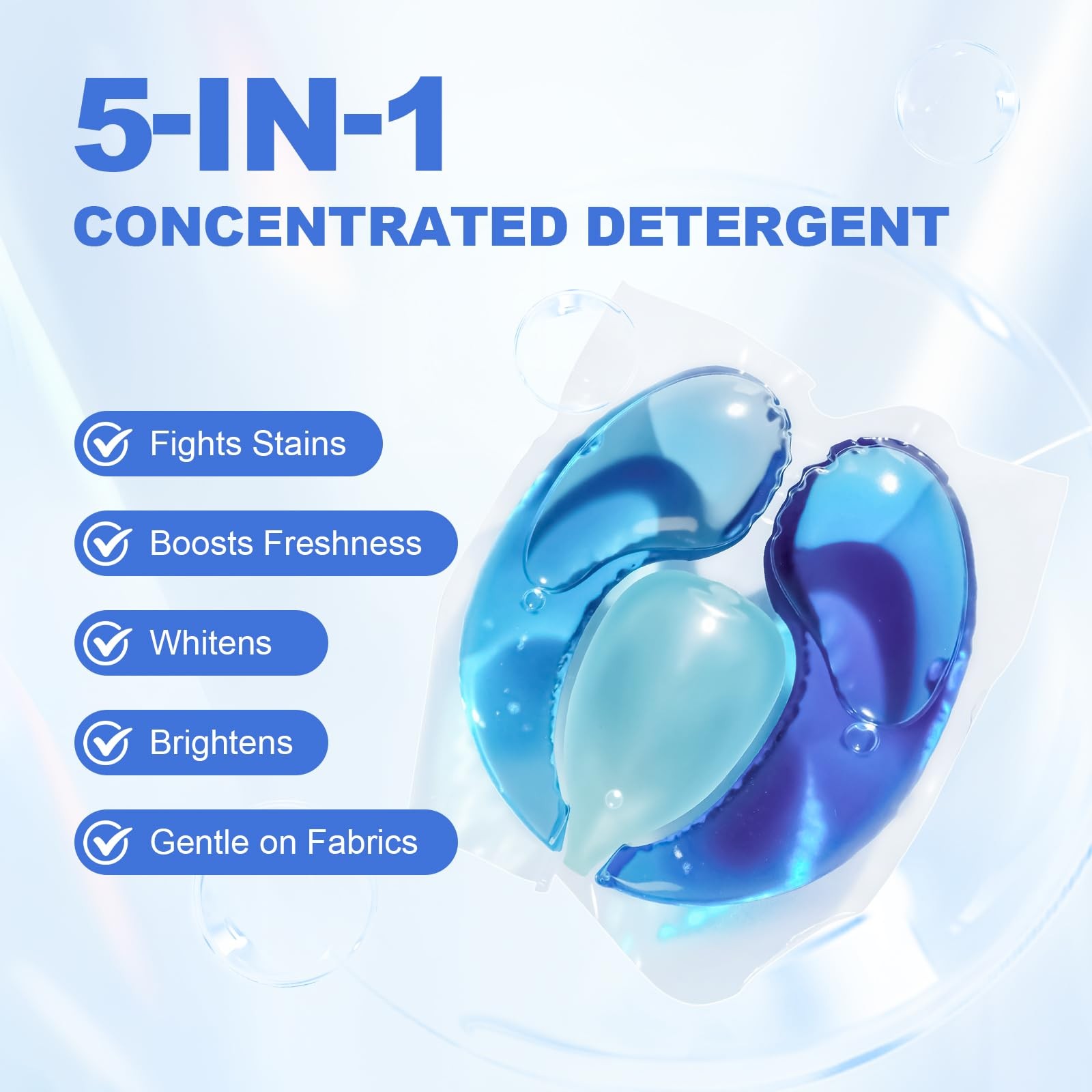 140-Count Laundry Detergent Pacs, 5-in-1 Powerful 1 Count (Pack of 140)