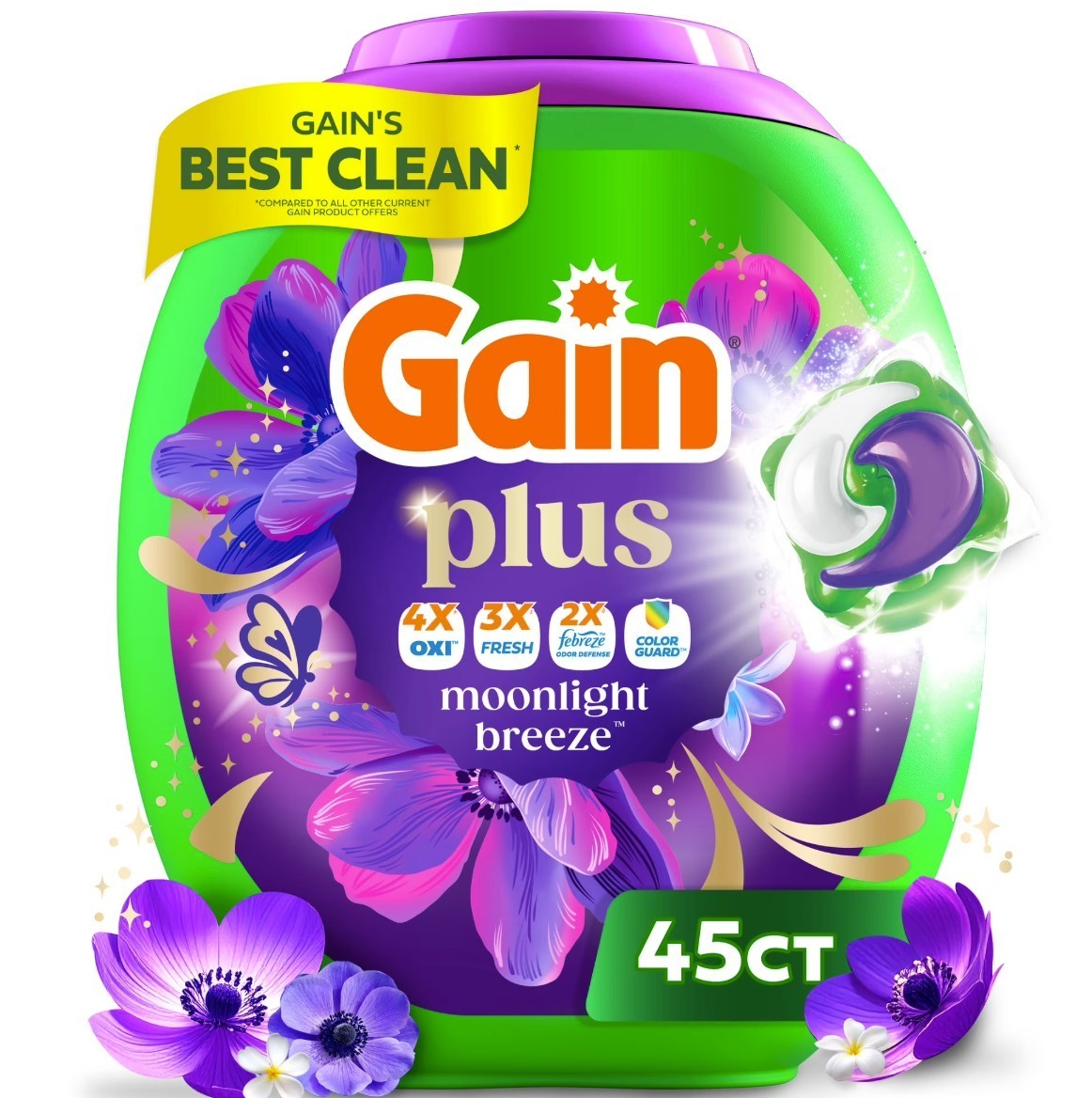 [FASH SALE]Gain Plus Flings Laundry Detergent Pacs Moonlight Breeze 45 Ct 2 Pack