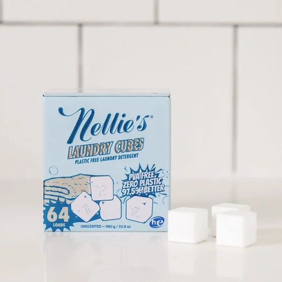 Nellies Laundry Detergent Cubes 128 Loads 2 Pack HE Unscented