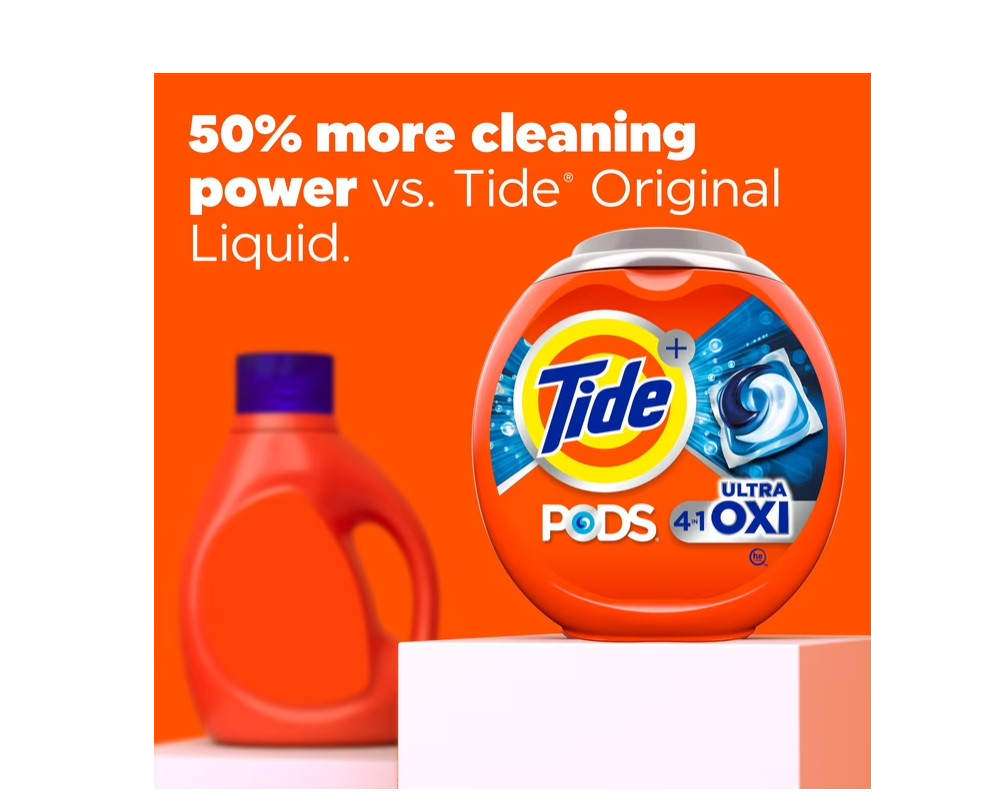 Tide PODS Laundry Detergent Soap Pacs, Ultra OXI, 57 Count