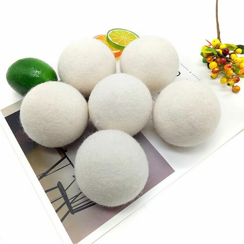 6× Wool Dryer Balls Reusable Softener Anti-static Fleece Laundry Ball Washing