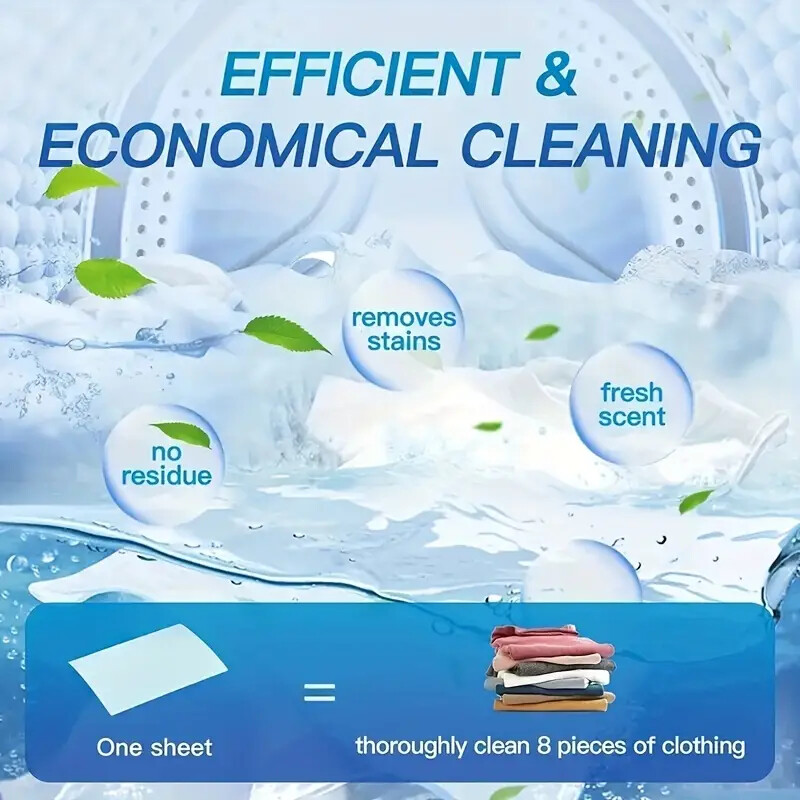 Laundry Detergent Eco Sheets Strong Decontamination & Hypoallergenic Cleaning
