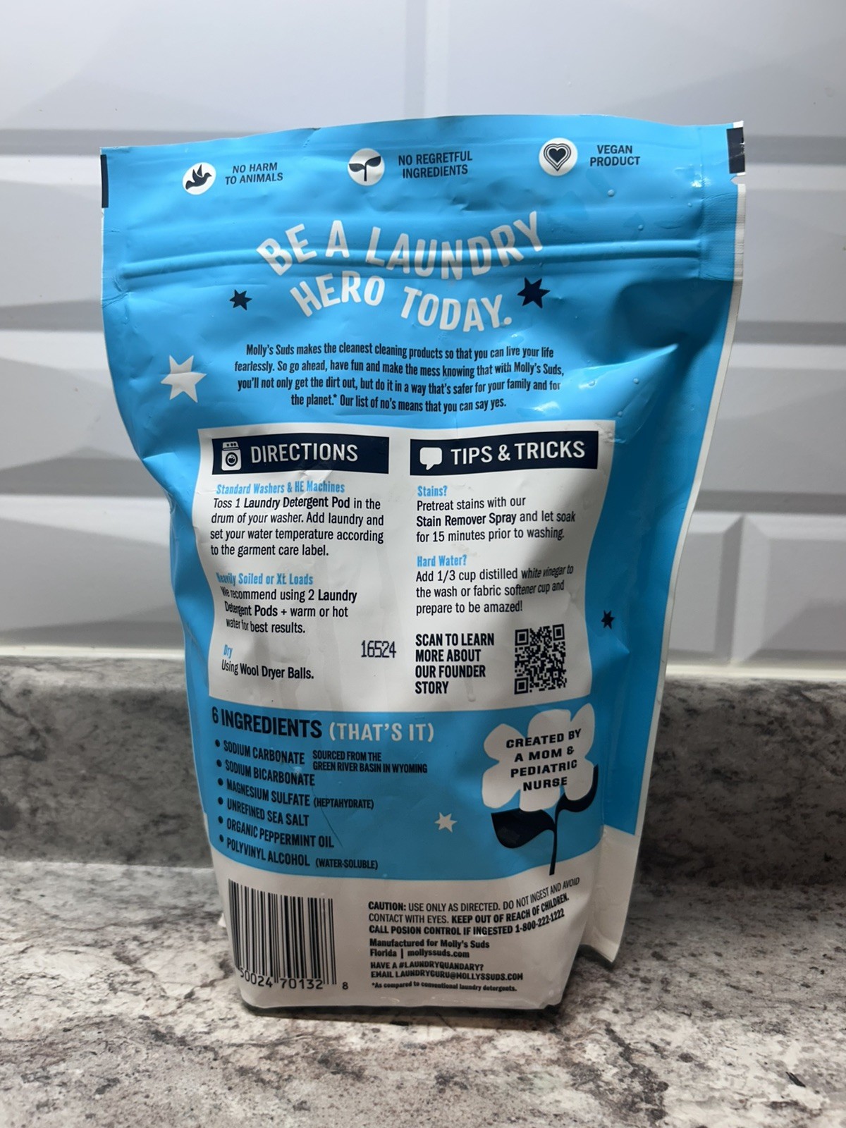 Mollys Suds Laundry Detergent Pods 60ct Peppermint Stain Wash