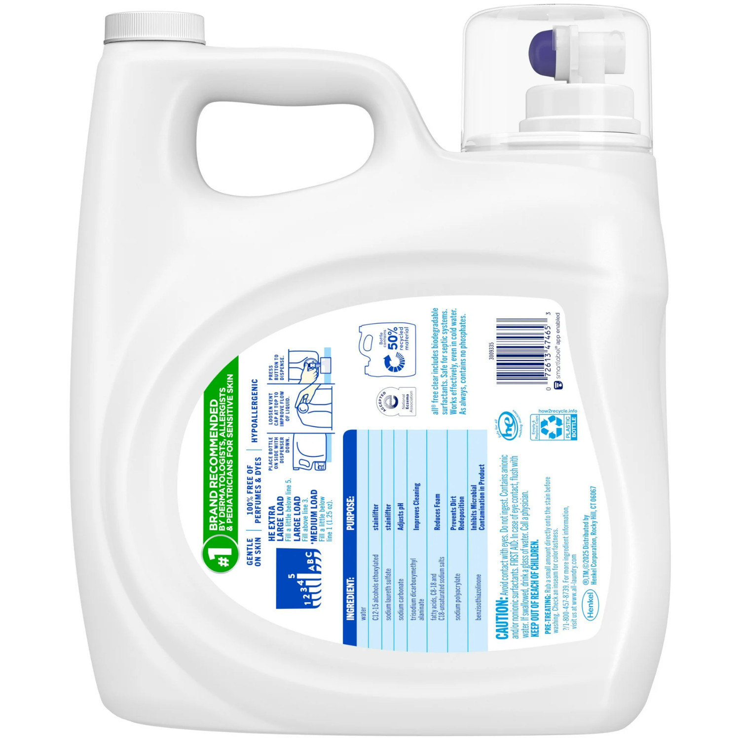 (2 Pack) all Free Clear Liquid Laundry Detergent, 154 oz, 123 Loads