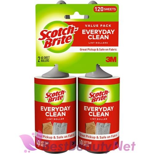 Scotch Brite Everyday Clean Lint Roller 2×60 Sheet Rollers