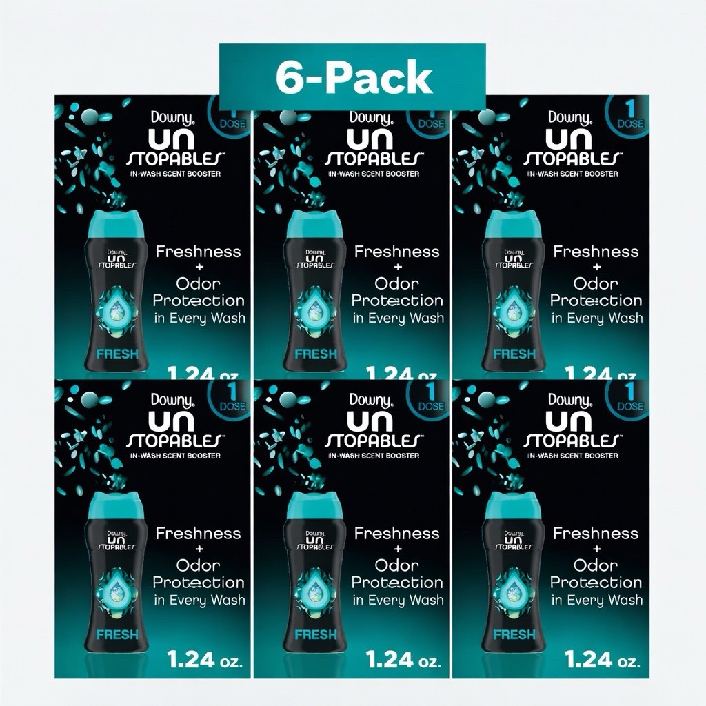 Downy Unstopables Fresh In-Wash Laundry Scent Booster Beads 1.24oz Lot of 6