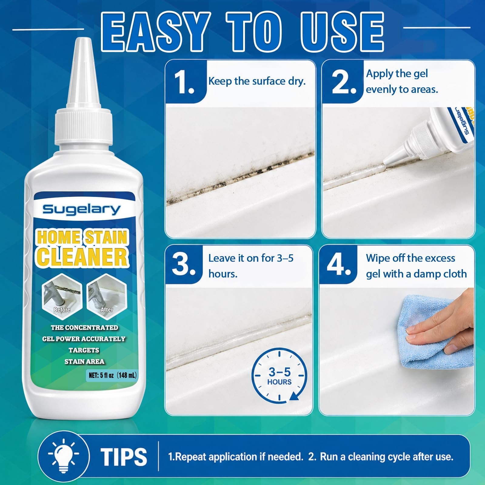 Sugelary Mold Stain Cleaner, 5 fl oz Cleaner 5 Fl Oz (Pack of 1)