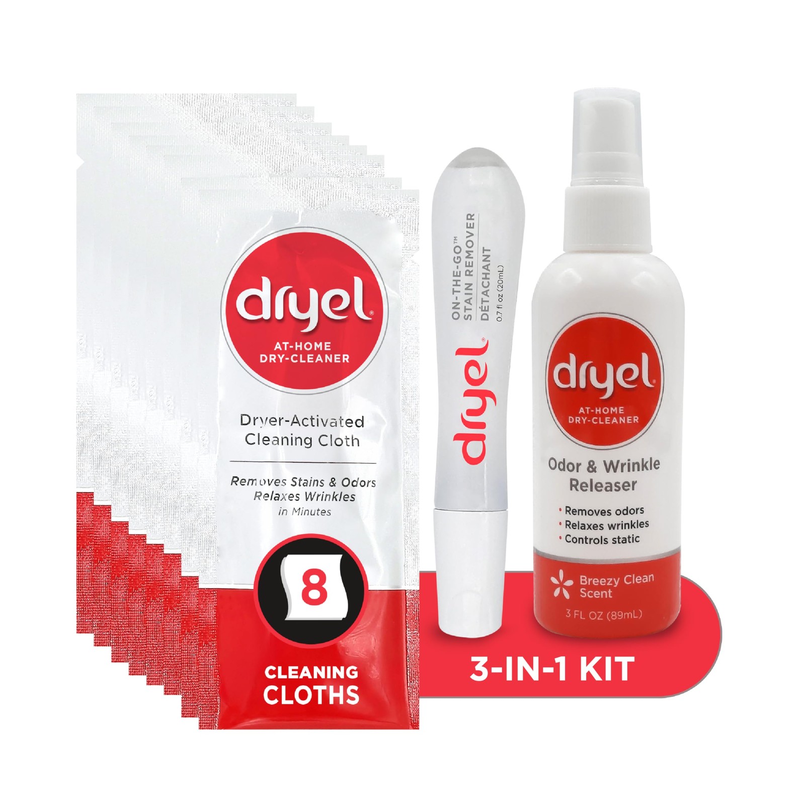 At-Home Dry Cleaning Kit with Stain Remover, 8 Loads for Delicate Fabrics