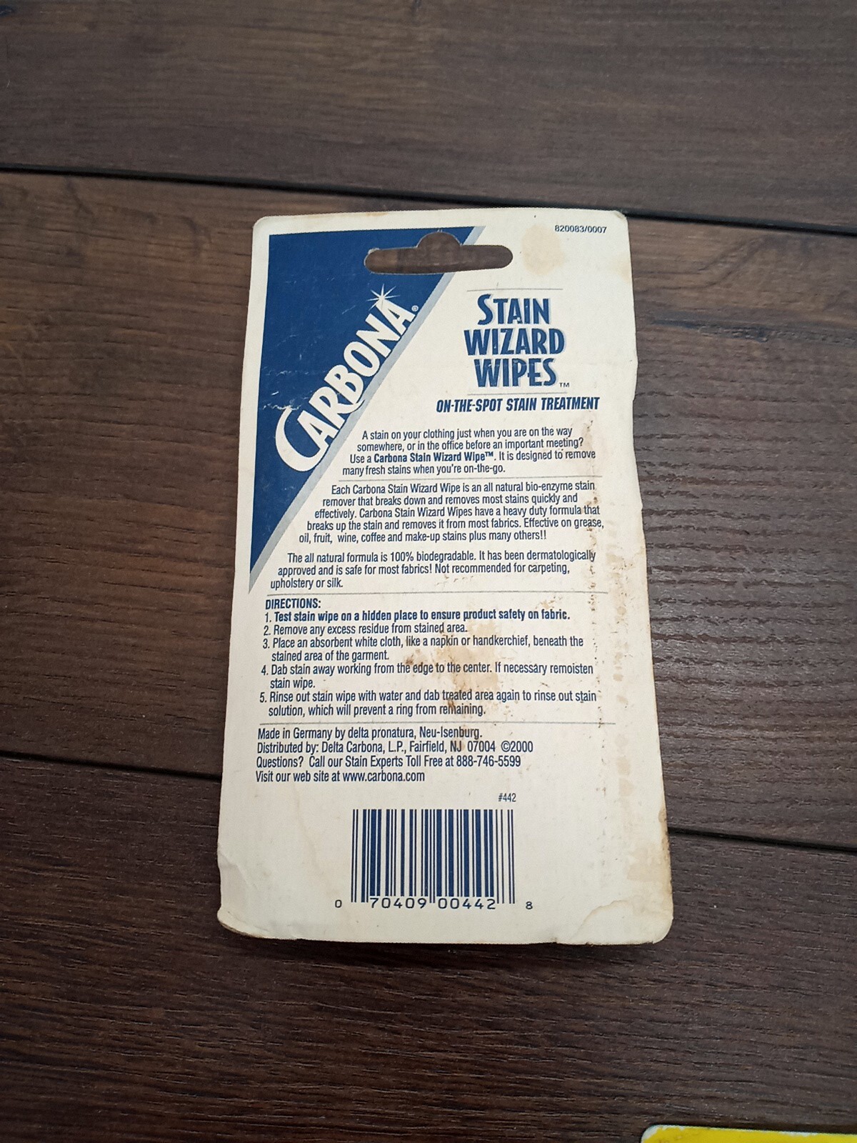 Carbona STAIN WIZARD All-Natural Fabric-Safe CLOTHING STAIN TREATMENT WIPES New!