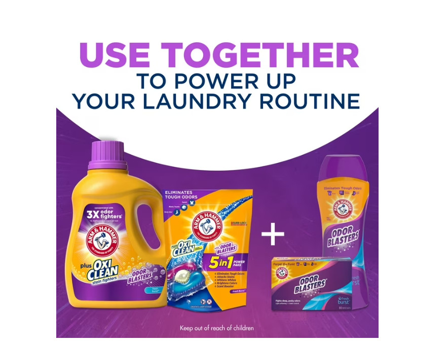 plus Oxiclean Odor Blasters Liquid Laundry Detergent, Fresh Burst,