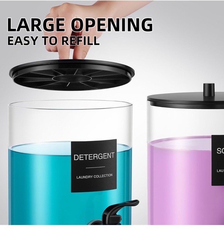 Glass Laundry Detergent Dispenser, 128 oz / 3.5L Fabric Softener Dispenser fo…