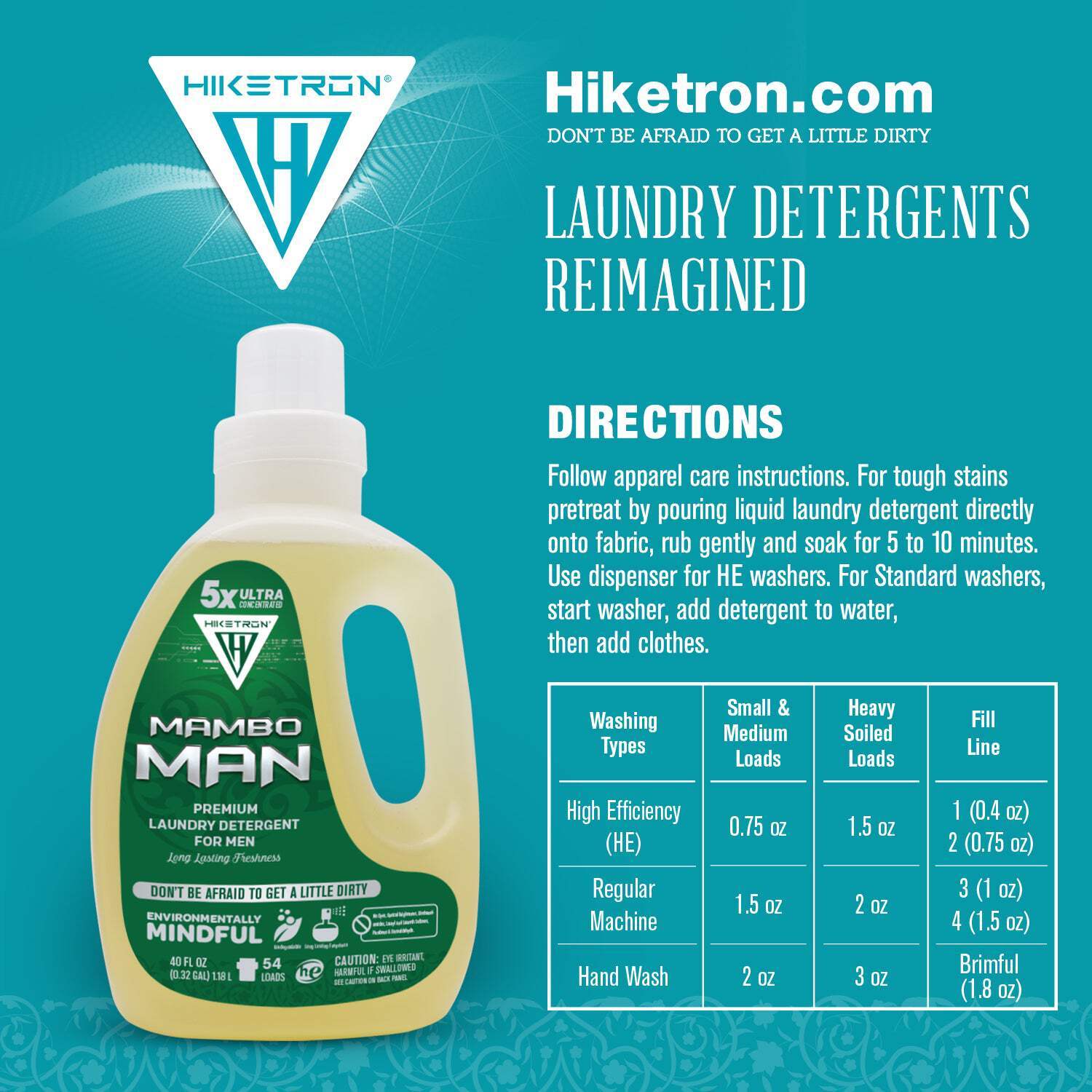 Hiketron Mambo Man Masculine Scented Long Lasting Liquid Laundry Detergent