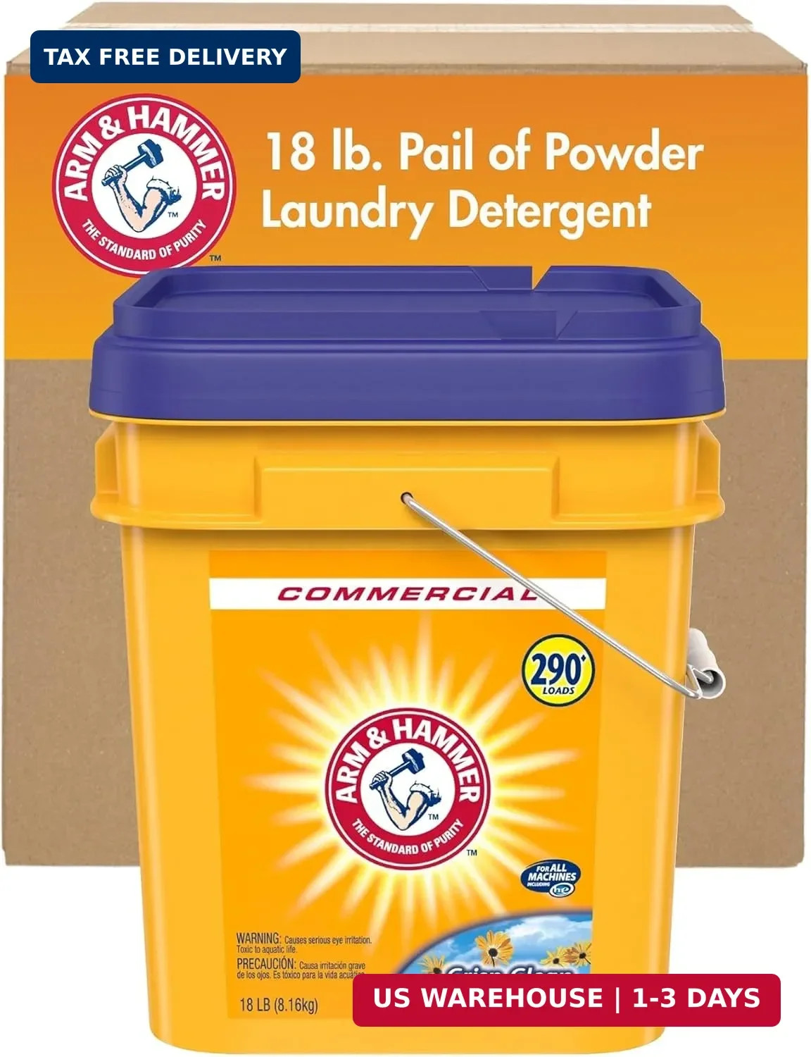 Arm & Hammer, Professional Powder Laundry Detergent, Crisp Clean, 18lb Pail (Pac