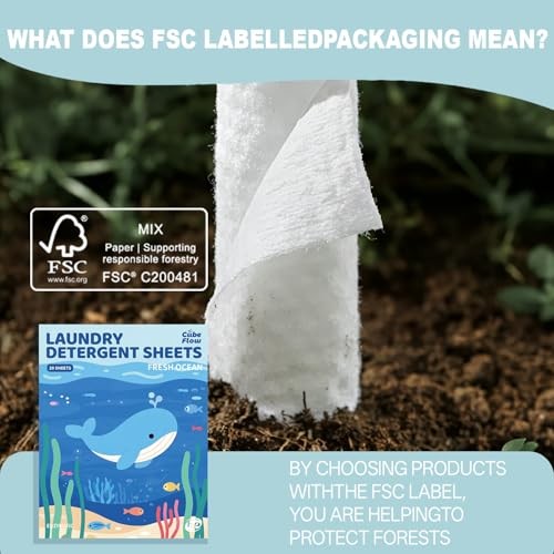 Laundry Detergent Sheets, Fresh Scent – 40 Loads | Plastic-Free, Eco Ocean