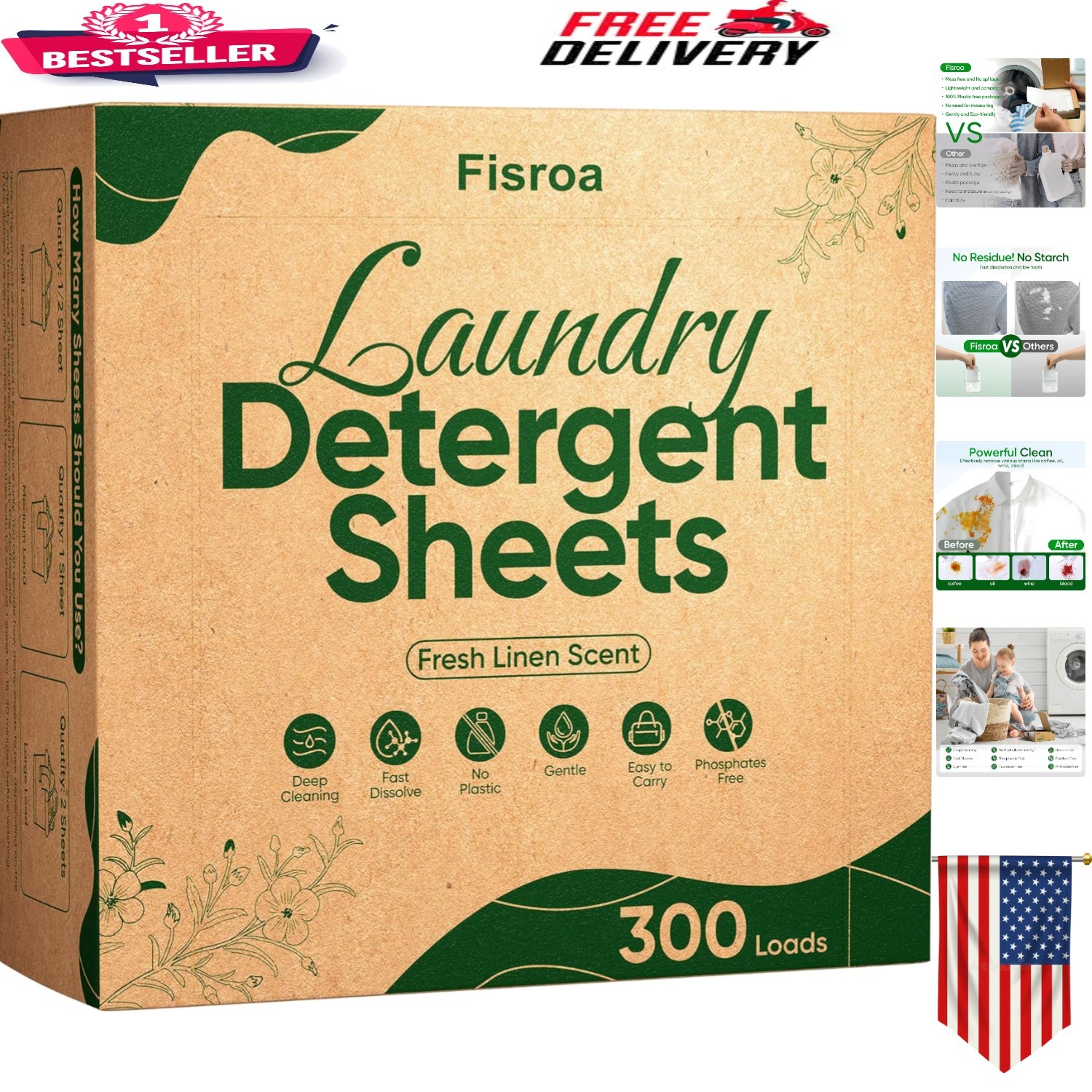 Compact 300 Loads of Eco-Friendly Laundry Strips – Perfect for Travel & Camping