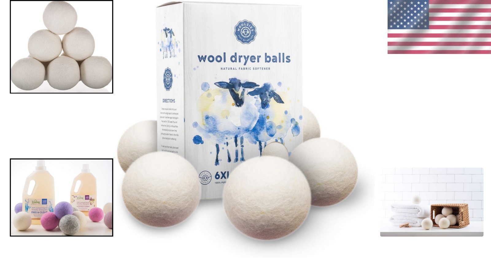 Wool Dryer Balls Organic Fabric Softener 6 Pack XL Eco Friendly Laundry Balls