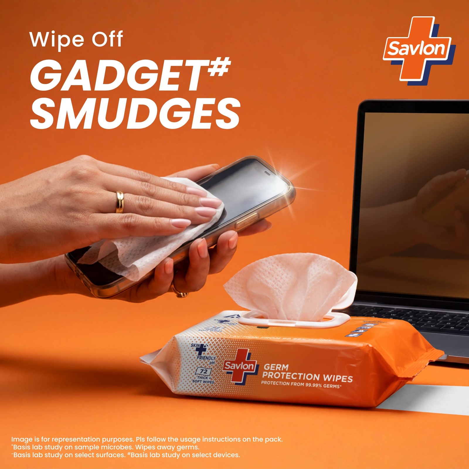 ITC Savlon 72ct Thick Soft Wet Wipes Fliptop Lid | 99.99% Germ Protection