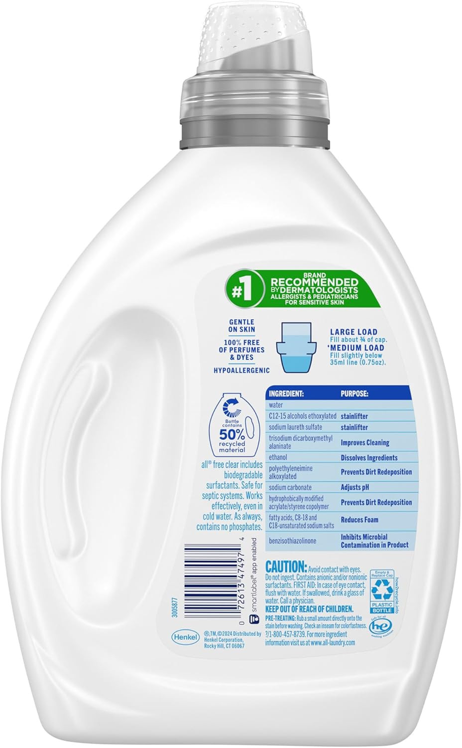 free clear The Original Laundry Detergent for Sensitive Skin, 50oz, 66 Loads, Un