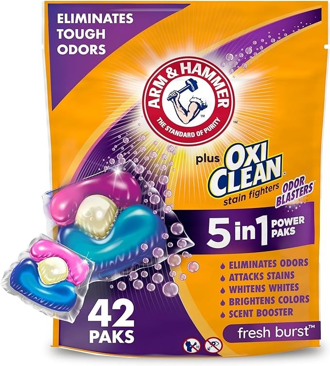 plus Oxiclean Odor Blasters 5-In-1 Laundry Detergent Power Paks, Fresh Burst, 42