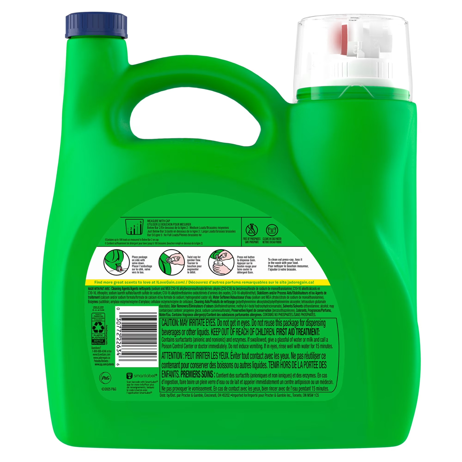 Gain Laundry Detergent Liquid Original Scent, 132 fl oz, 100 Loads