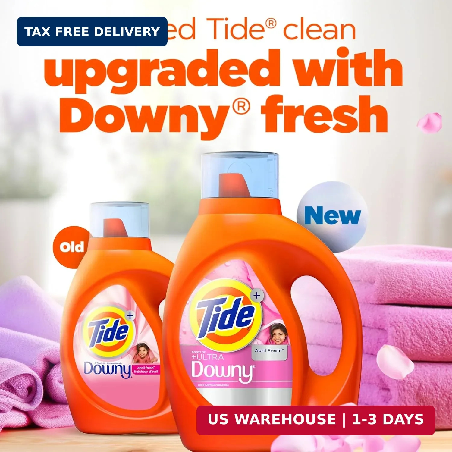 Tide Plus Boost of Ultra Downy Liquid Laundry Detergent, April Fresh Scent, 132
