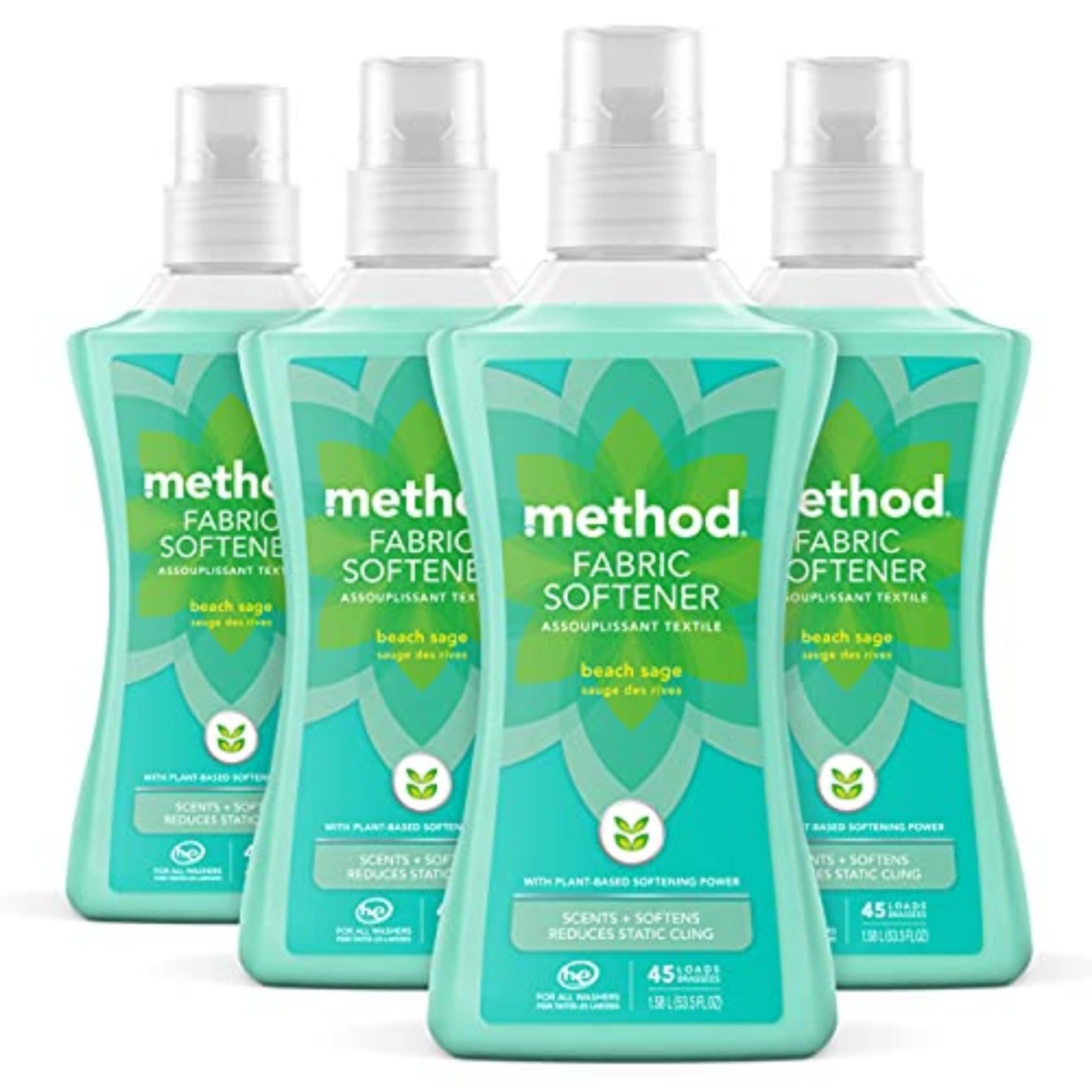 Method Fabric Softener; Beach Sage; 53.5 Ounces; 45 Loads; 4 pack; Pack of 4
