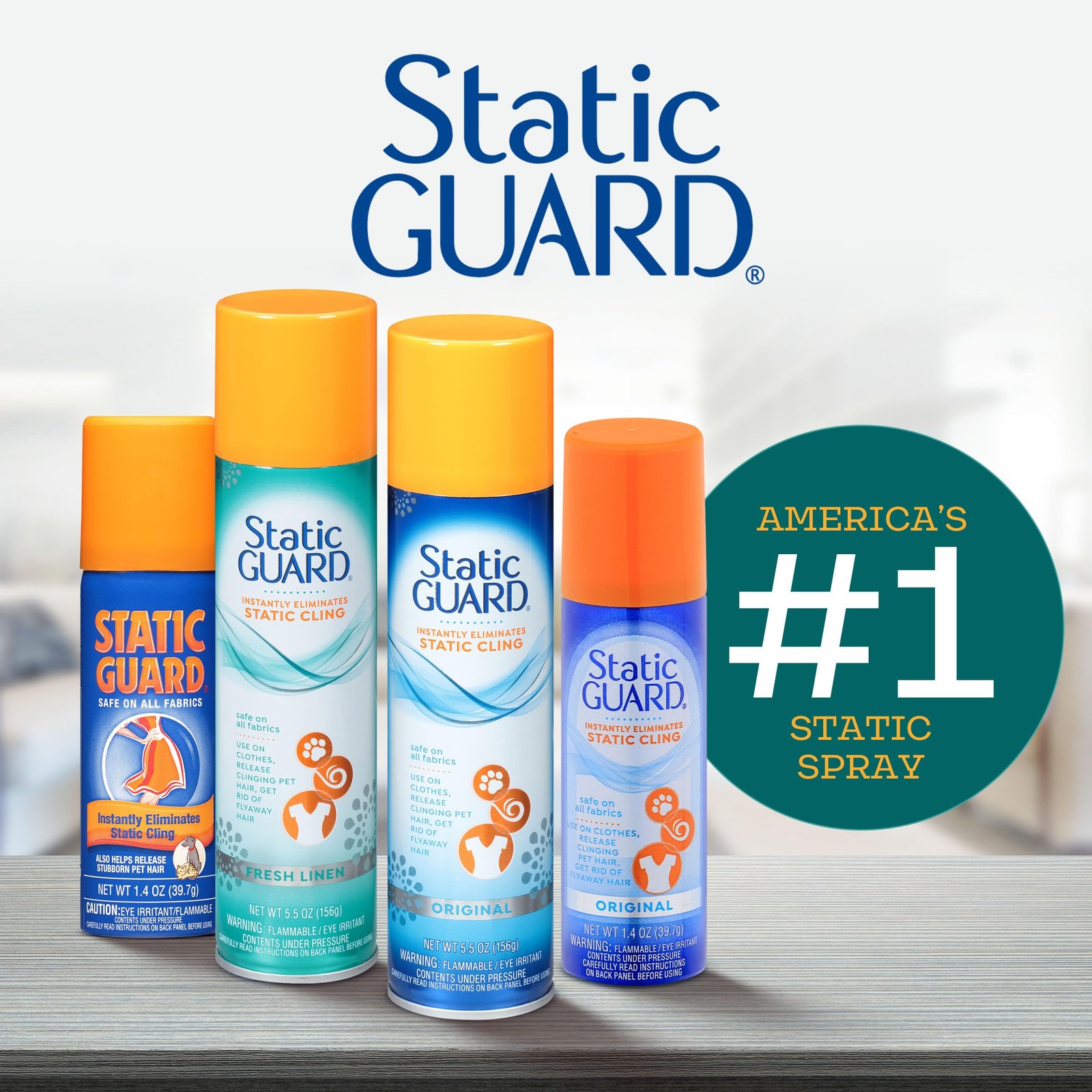 Static Guard Fabric Spray, Fresh Linen 5.5 Ounce (Pack of 1),