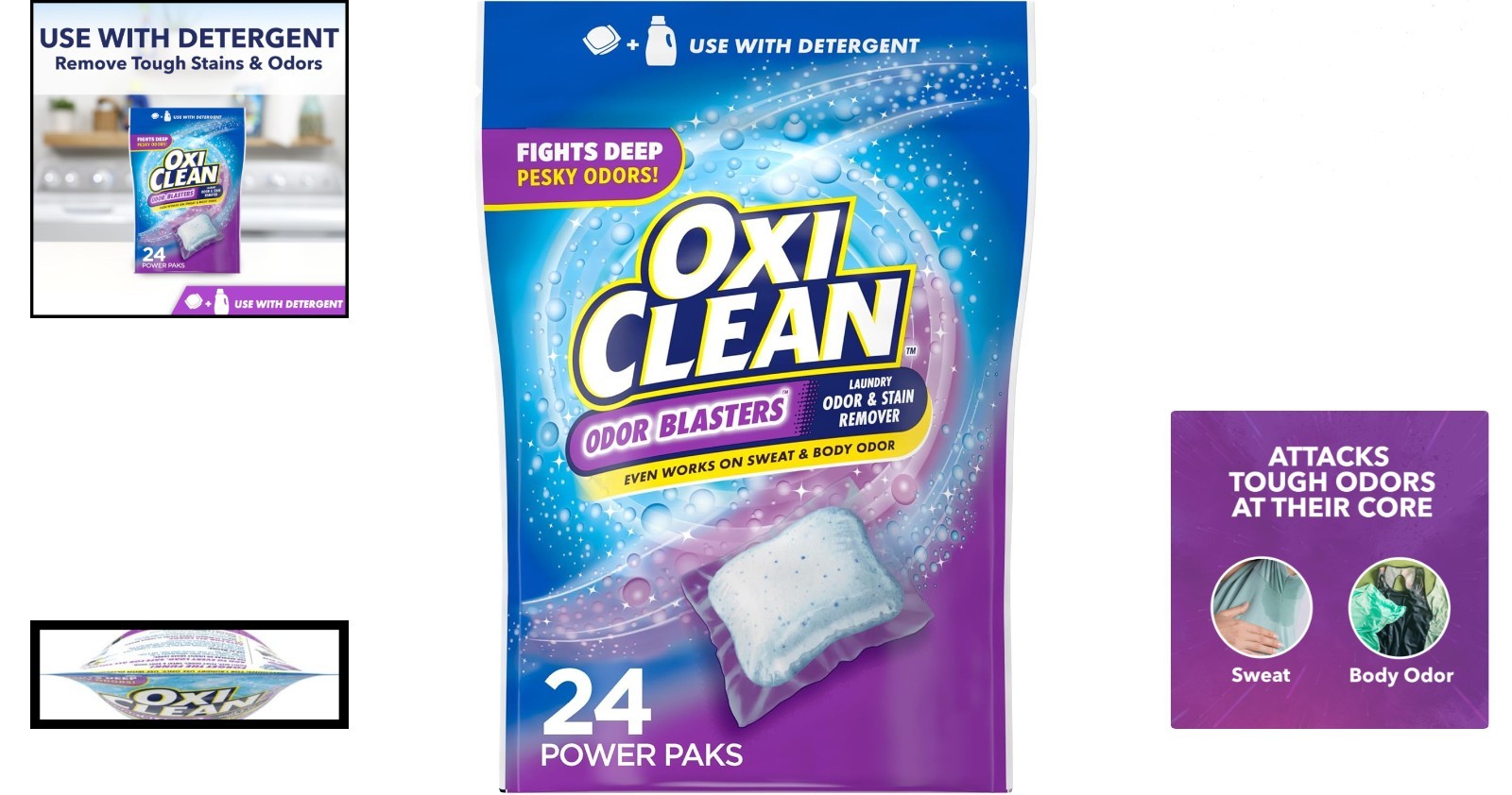 Eco-Friendly 24 Count Odor Blasters Stain Remover Power Paks for Fresh Laundry