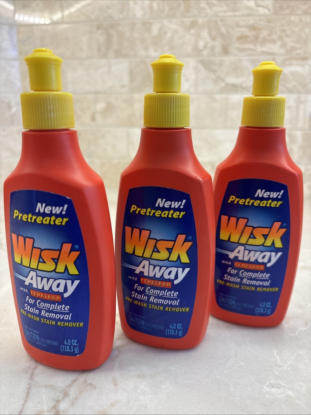 QTY 3 New Wisk Away Laundry Stain Removal Pre-wash Treatment w/ Penetron 4.0 oz