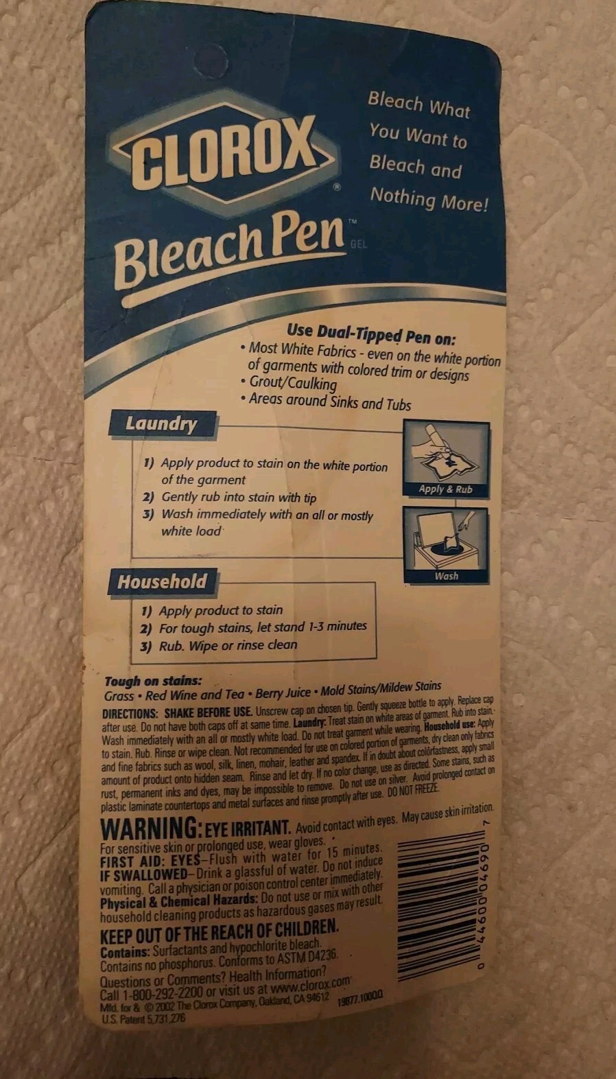 Clorox Bleach Pen Spot Clean Dual Tipped 2 Oz 2002 Sealed NEW Laundry