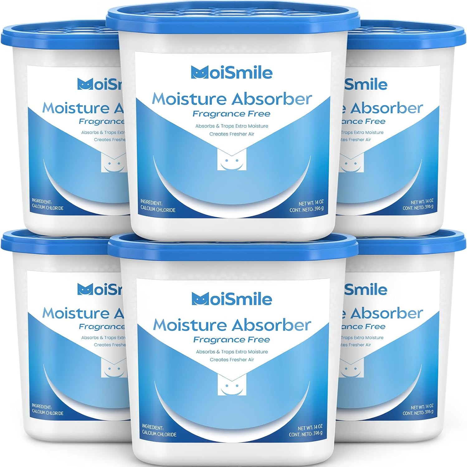 Large Moisture Absorber Buckets, 6 Pack, 14 Oz Each, Fragrance Free | 14 Oz Net