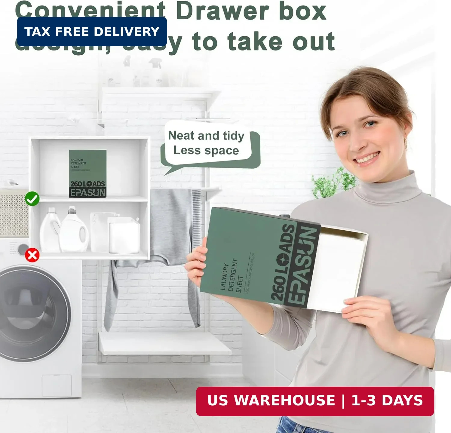 Laundry Detergent Sheets 260 Loads, Fresh Scent, Eco-Friendly Liquidless Soap St