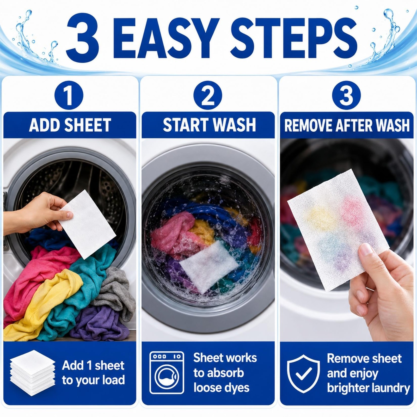 Color Catcher Sheets – 100 Count Dye Trapper for Laundry to Prevent Color Ble…