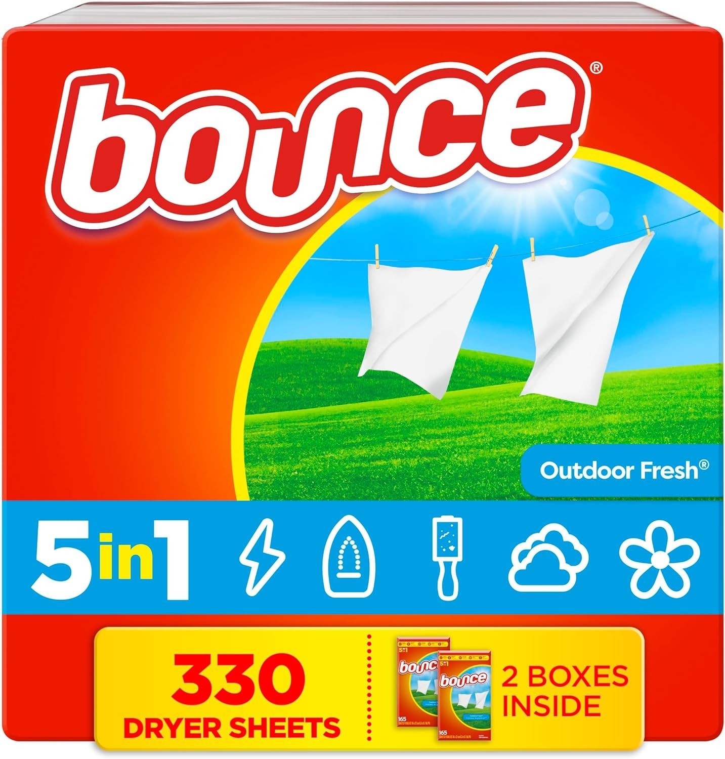 Bounce Dryer Sheets, 330 count, Outdoor Fresh Scent, Fabric Softener Sheets