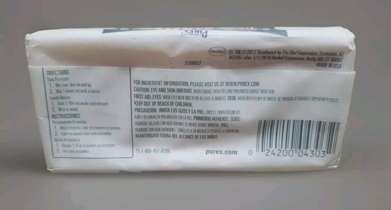 New Fels-Naptha By Purex Laundry Bar Soap And Stain Remover Lot Of 2 Bars