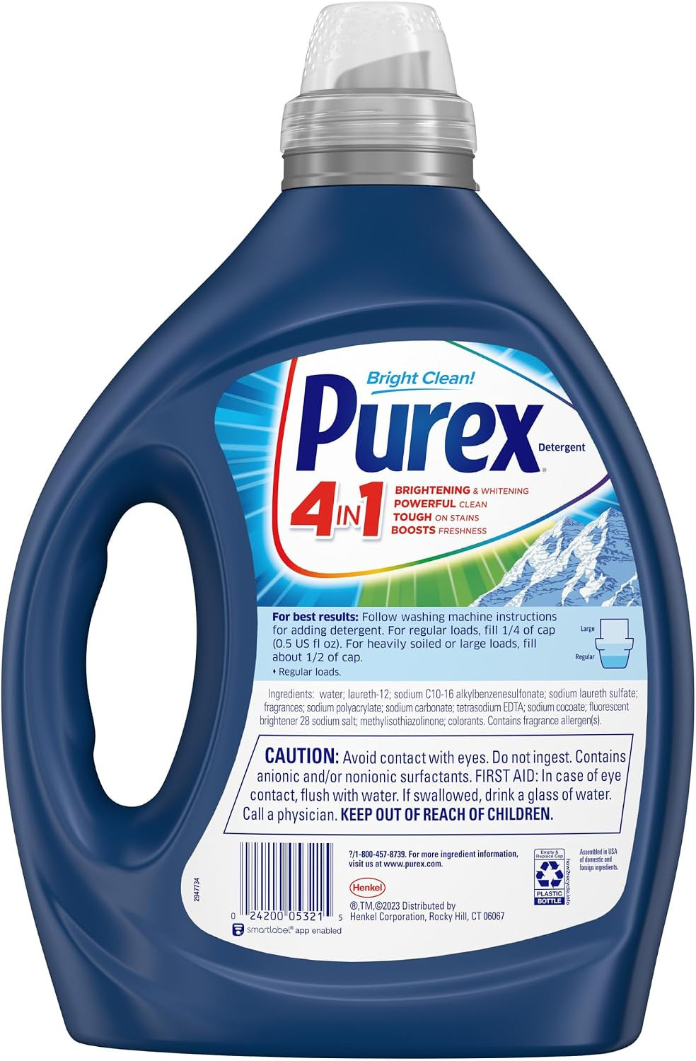 Purex Fresh Mountain Breeze Liquid Detergent – 82.5 Fl Oz, 165 Loads, Ultra-Conc