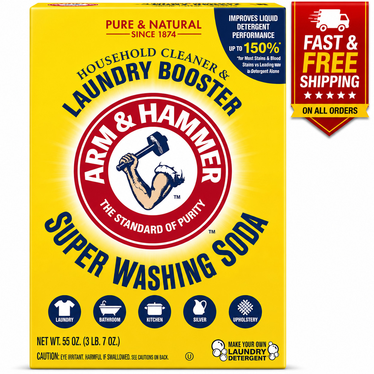 ARM & HAMMER Super Washing Soda Laundry Booster Cleaner 55oz Household