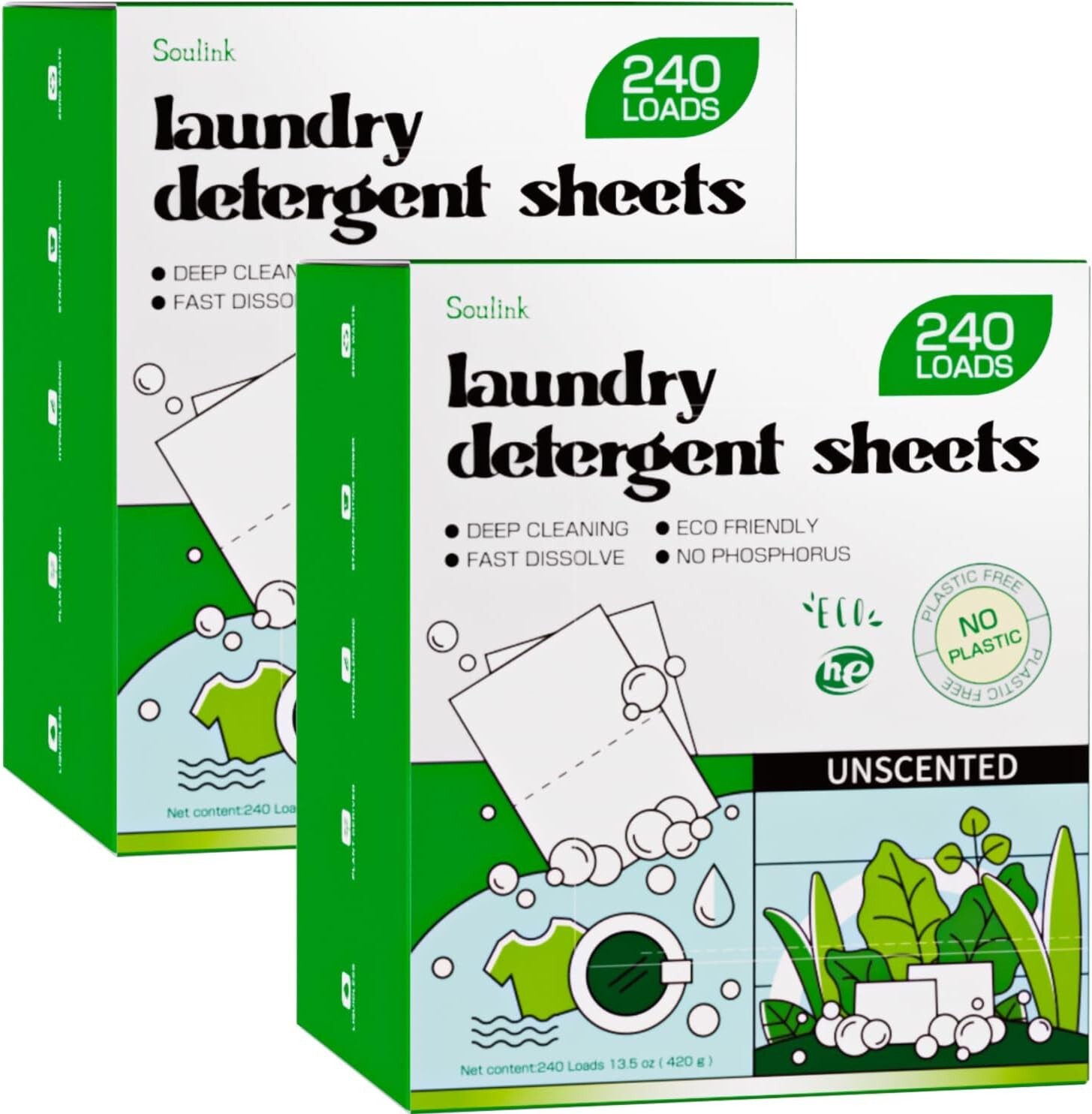Plant-Based Unscented Laundry Detergent Sheets – 480 Loads, No Plastic Mess