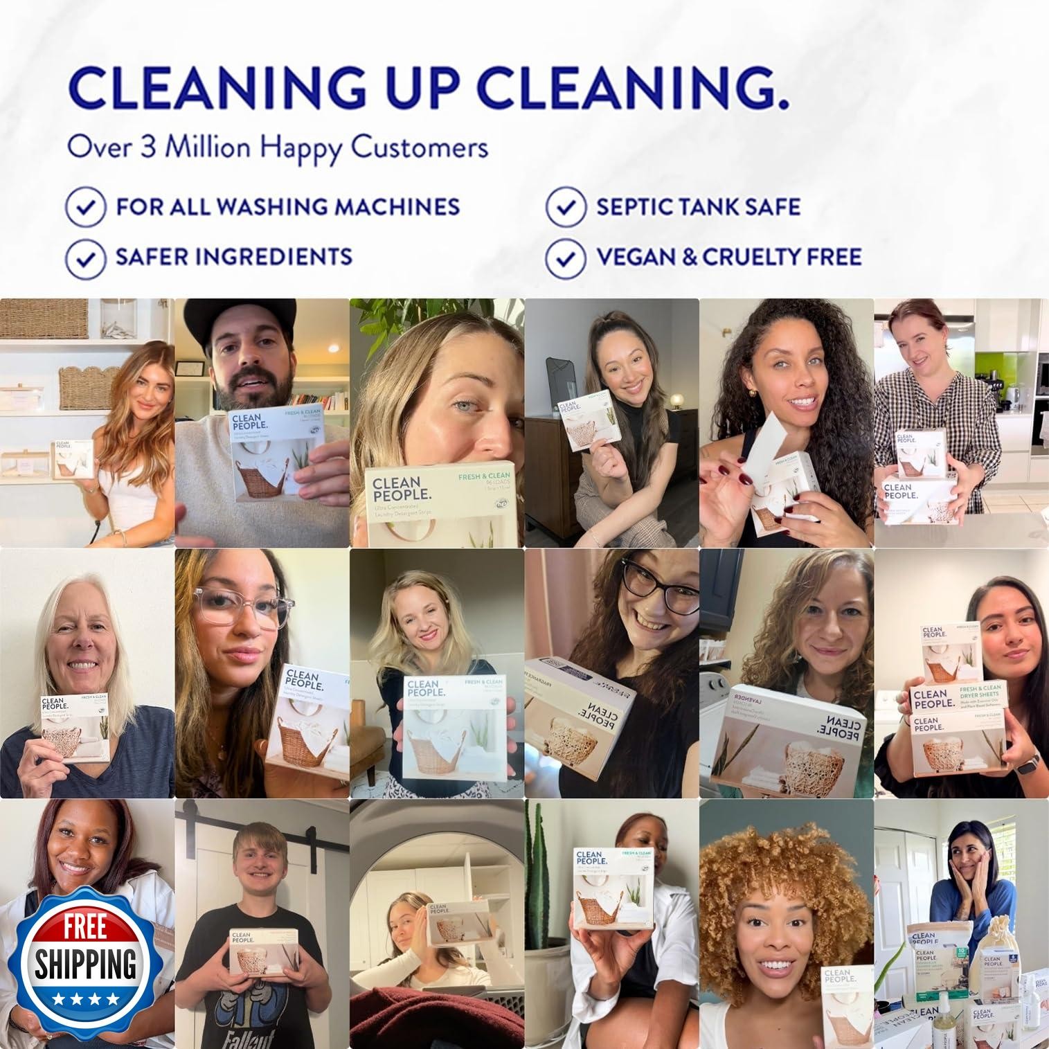 Clean People Laundry Detergent Sheets- Recyclable Packaging, Hypoallergenic,