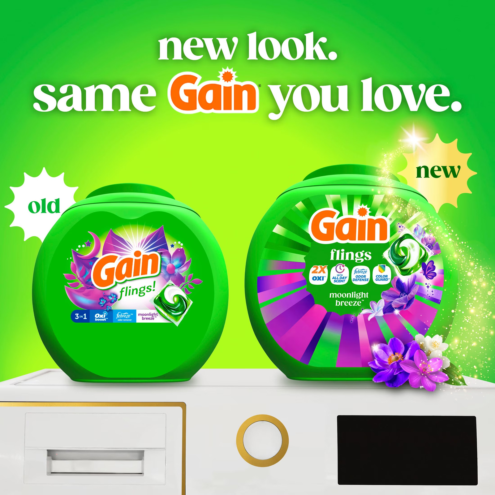 Flings Laundry Detergent Soap Pacs, 4-In-1 Oxi Boost and Febreze, Moonlight Bree