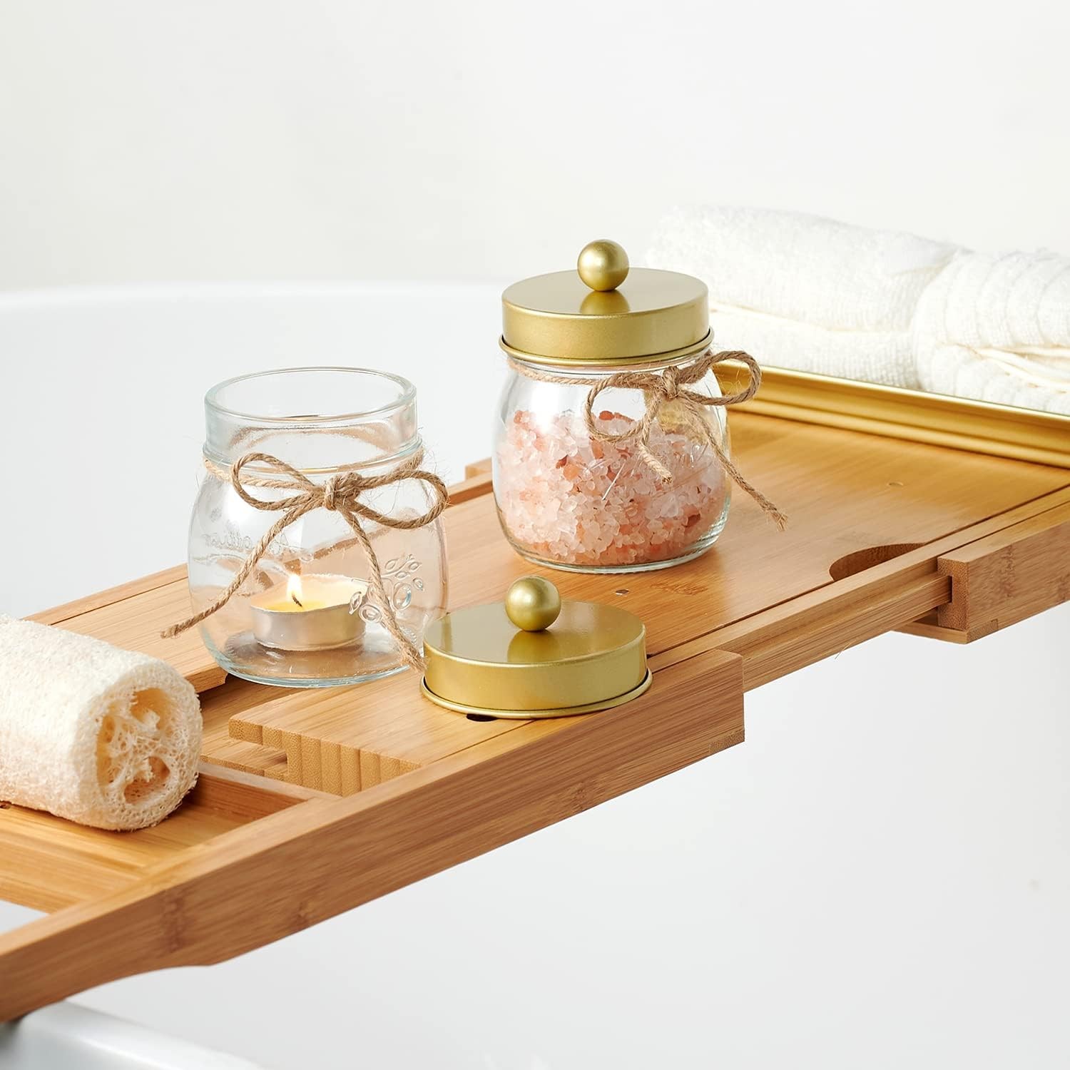 3Pack Warm Golden Undertones Bathroom Decor, Cotton Swab Holders, Bathroom Co…