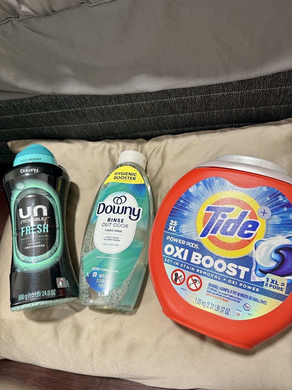 🫧💖Tide Power Pods Oxi Boost 25XL + Downy Cool Cotton Rinse 48oz + Fresh 24oz