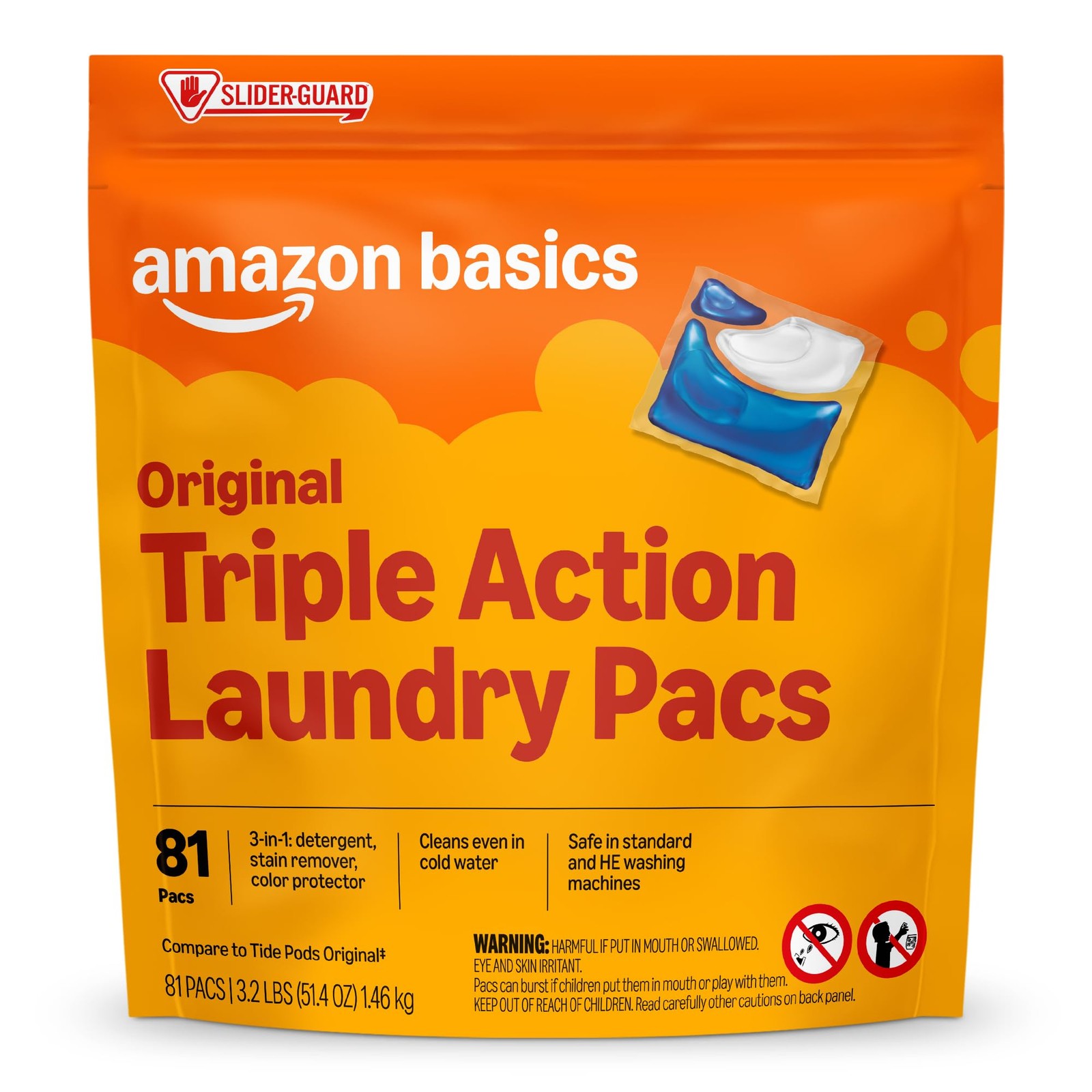 Amazon Basics Laundry Detergent Pacs, Original 81 Count (Pack of 1),