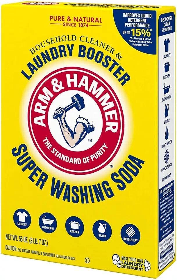 Arm & Hammer Super Washing Soda Detergent Booster & Household Cleaner, 55oz.