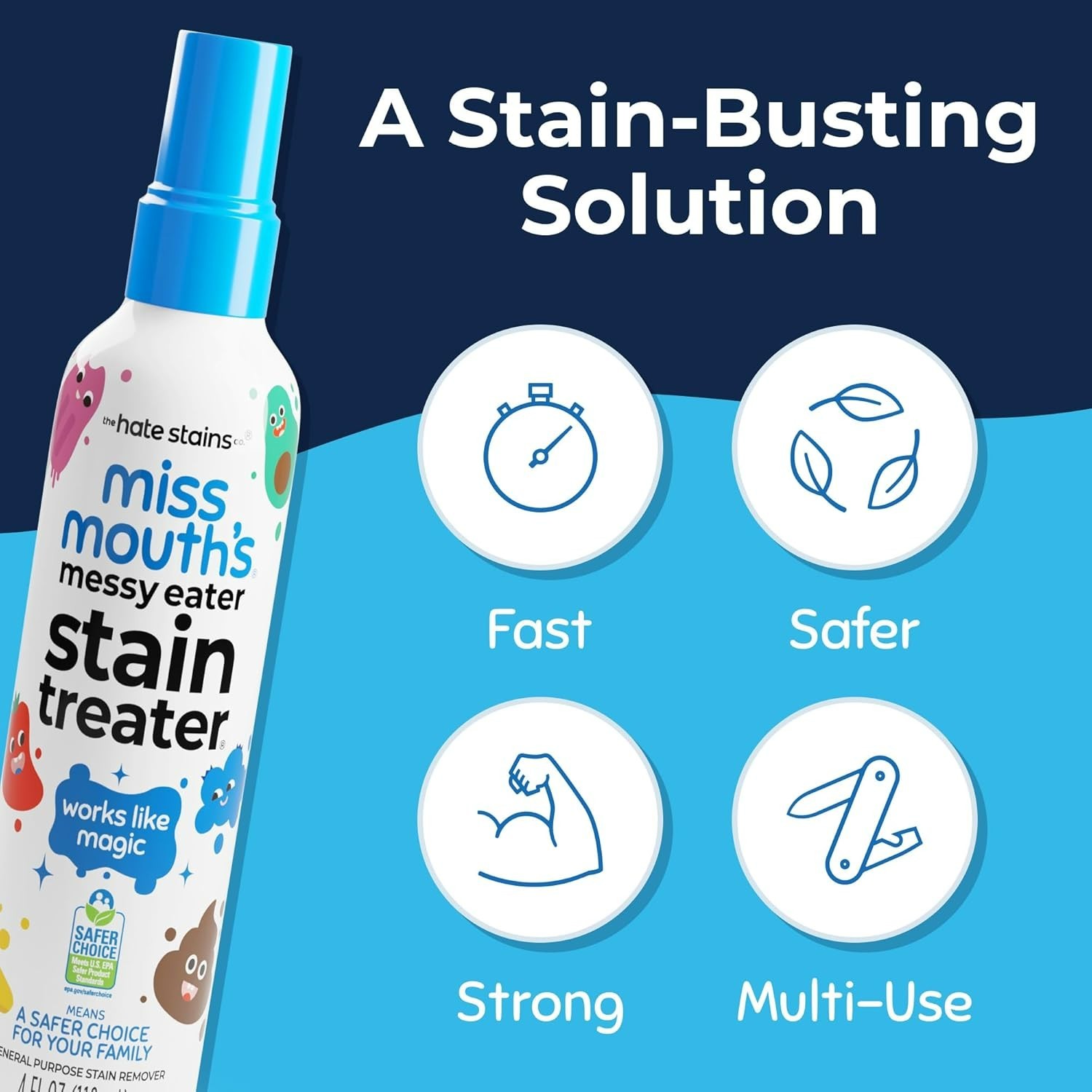 Miss Mouth’s Messy Eater Stain Treater Spray 4 Oz. Baby Safe Stain Remover